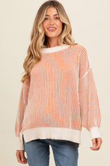 Camel Ribbed Balloon Sleeve Maternity Sweater