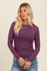 Plum Ruched Long Sleeve Top