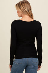 Black Ruched Long Sleeve Maternity Top