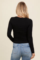 Black Ruched Long Sleeve Top