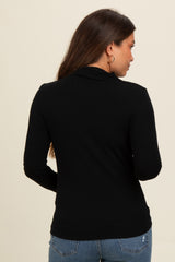 Black Mock Neck Maternity Long Sleeve Top