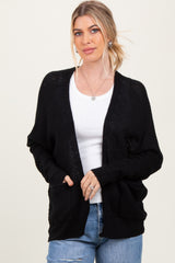 Black Pocketed Open Maternity Cardigan