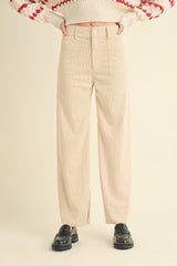 Beige Mixed Corduroy With Pocket Pants