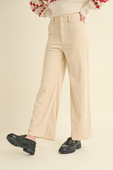 Beige Mixed Corduroy With Pocket Pants