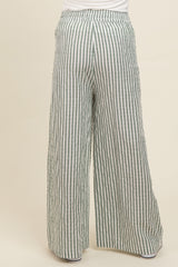 Light Olive Striped Wide Leg Maternity Pants