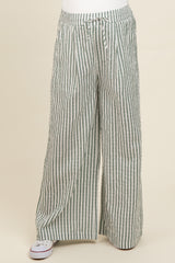 Light Olive Striped Wide Leg Maternity Pants