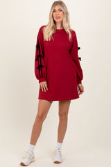 Red Bow Detail Long Sleeve Sweatshirt Maternity Mini Dress