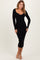 Black Deep V-Neck Midi Sweater Dress