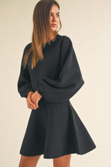 Black Ballon Sleeve Sweater Dress