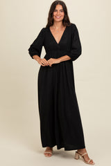 Black Glitter V-Neck Maxi Dress