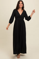 Black Glitter V-Neck Maxi Dress