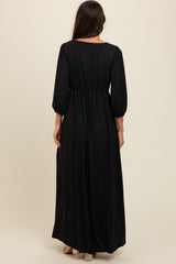 Black Glitter V-Neck Maxi Dress