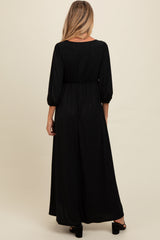 Black Glitter V-Neck Maternity Maxi Dress