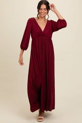 Burgundy Glitter V-Neck Maxi Dress