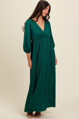 Forest Green Glitter V-Neck Maxi Dress