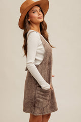 Brown Wash Twill Overall Dress