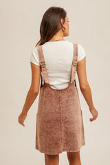 Rust Wash Twill Overall Dress