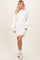 Cream Half Button Up Mini Sweater Dress