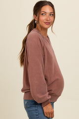 Brown Vintage Wash Relaxed Fit Maternity Sweatshirt