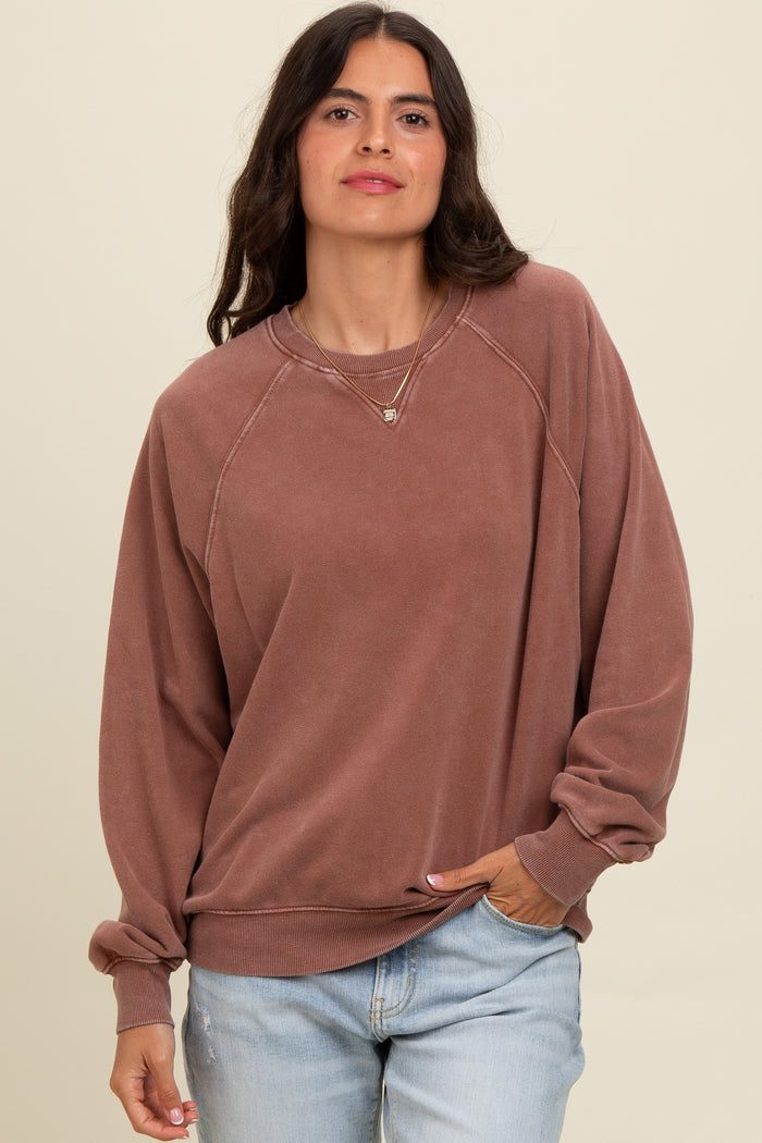 Brown Vintage Wash Relaxed Fit Sweatshirt