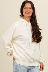 Cream Vintage Wash Oversized Drawstring Hoodie