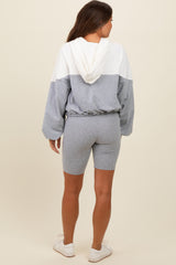 Heather Grey Colorblock Hoodie Shorts Maternity Set