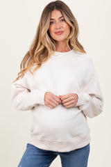 Ivory Pullover Maternity Terry Crewneck