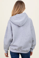 Heather Grey Fleece Oversized Pullover Maternity Hoodie