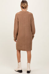 Mocha Exposed Seam Oversized Maternity Sweater Dress