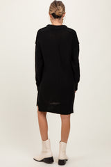 Black Exposed Seam Oversized Maternity Sweater Dress