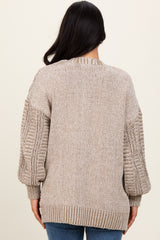 Olive Two Toned Oversized Cable Knit Cardigan