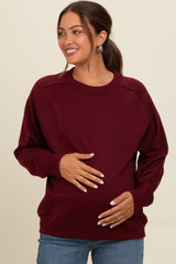 Burgundy Pullover Maternity Terry Crewneck