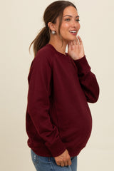 Burgundy Pullover Maternity Terry Crewneck