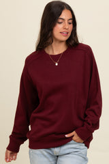 Burgundy Pullover Maternity Terry Crewneck