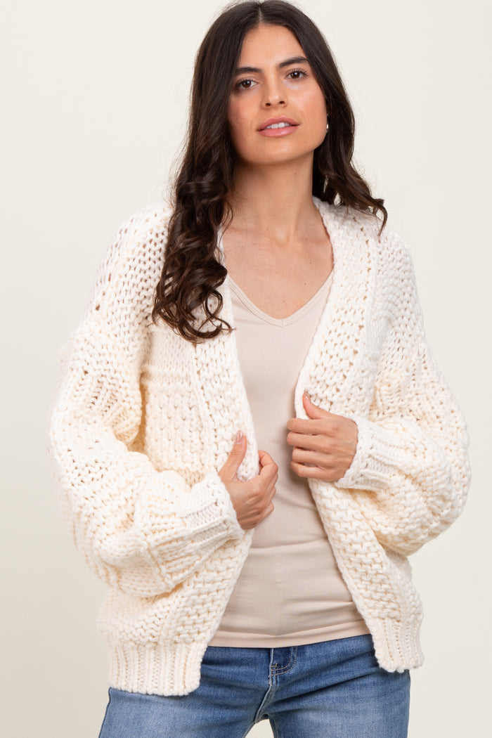 Cream Oversized Chunky Knit Maternity Cardigan
