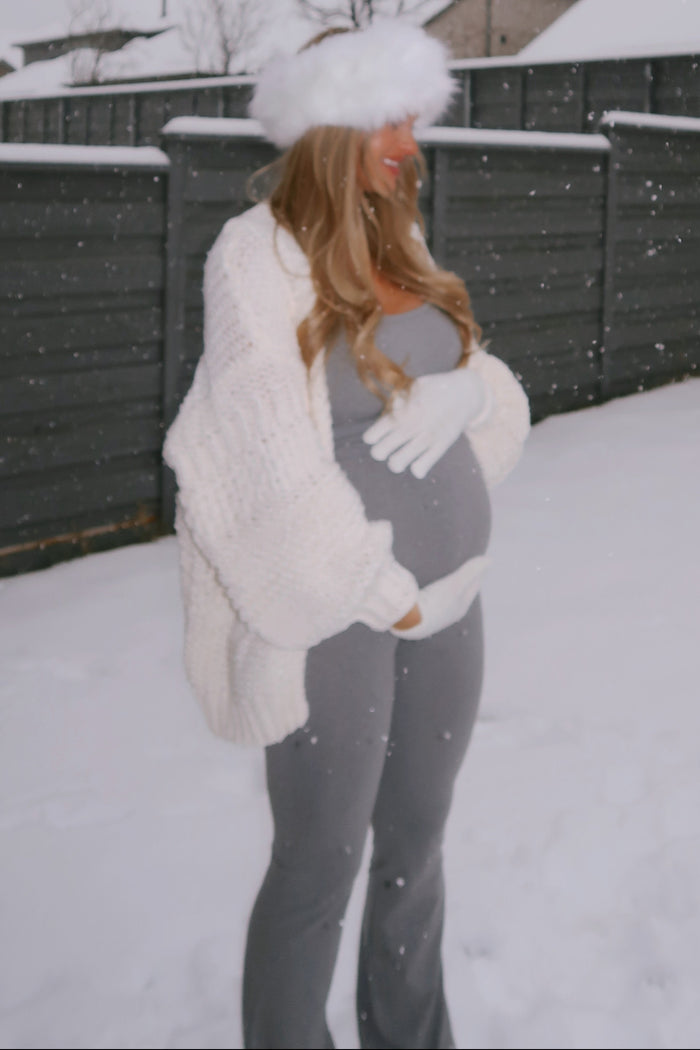 Cream Oversized Chunky Knit Maternity Cardigan