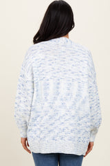 Blue Speckled Chunky Knit Oversized Cardigan