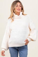 Ivory Chunky Knit Turtleneck Maternity Sweater