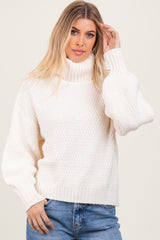 Ivory Chunky Knit Turtleneck Sweater