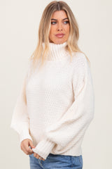 Ivory Chunky Knit Turtleneck Sweater