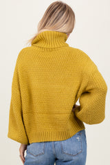 Yellow Chunky Knit Turtleneck Sweater