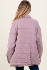 Lavender Oversized Collared Button Down Quilted Maternity Jacket