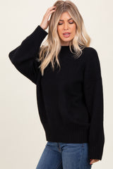 Black Oversized Contrast Rib Sweater