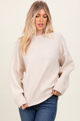 Cream Oversized Contrast Rib Sweater