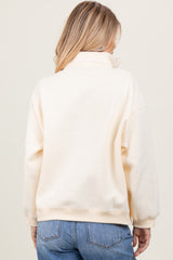 Cream Fleece Oversized Half Zip Pullover