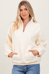 Cream Fleece Oversized Half Zip Pullover