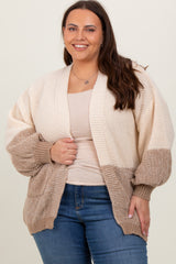 Cream Colorblock Bubble Sleeve Maternity Cardigan