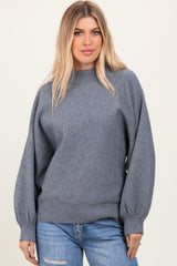 Grey Oversized Bubble Sleeve Maternity Sweater