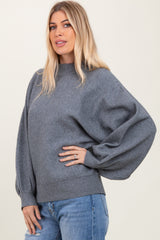 Grey Oversized Bubble Sleeve Sweater