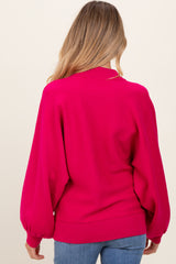 Magenta Oversized Bubble Sleeve Maternity Sweater